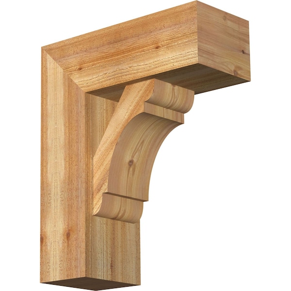 Ekena Millwork Olympic Block Rough Sawn Bracket w/ Offset Brace, Western Red Cedar, 8"W x 20"D x 24"H BKT0806X20X24OLY05RWR - main